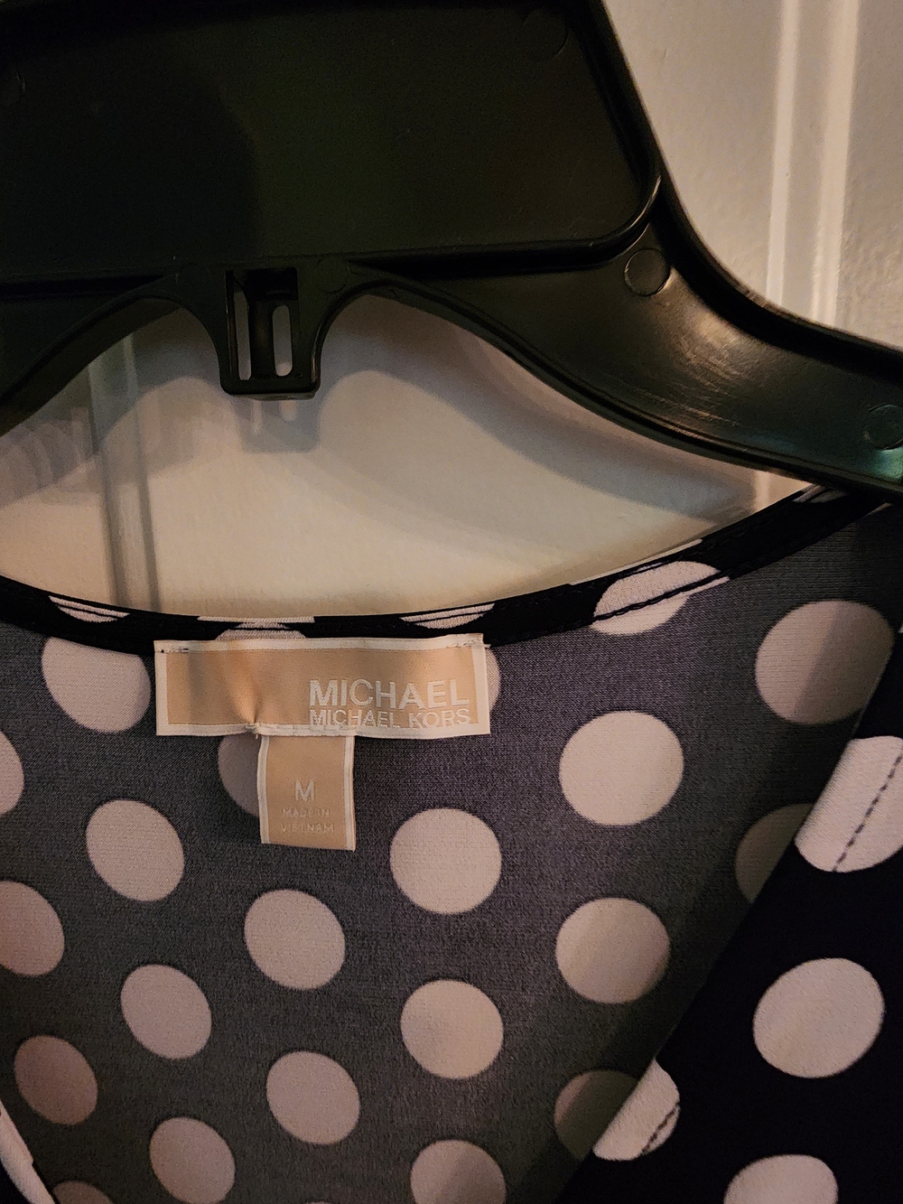 Michael Kors Navy and White Polka Dot V-Neck Dress